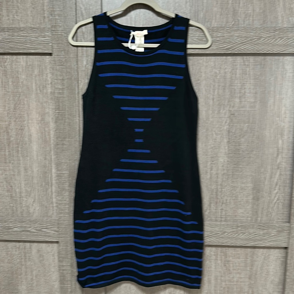 NWT New Trina by Trina Turk | Bodycon Black & Blue Sleeveless Dress | Size: L